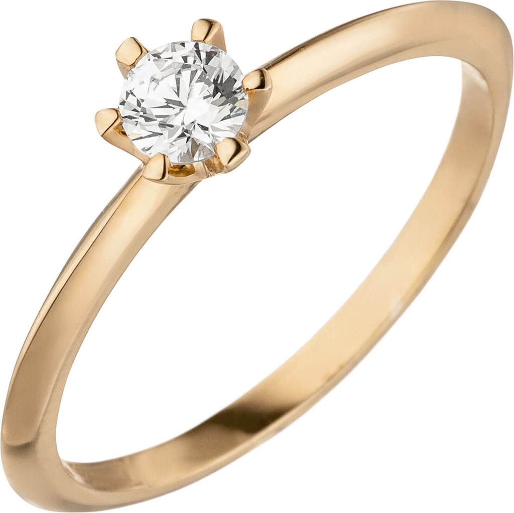 Ring Solitär Damenring mit Diamant Brillant, schlicht, 585 Gold Rotgold Rosegold Innenumfang 56mm Ø17.8mm