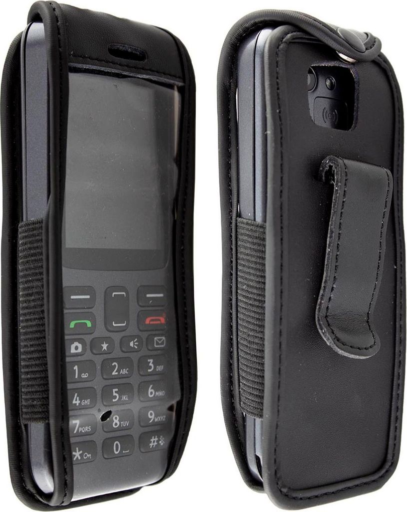 caseroxx Ledertasche mit Gürtelclip kompatibel mit Doro 5516/5517 aus Echtleder, Tasche mit Gürtelclip und Sichtfenster