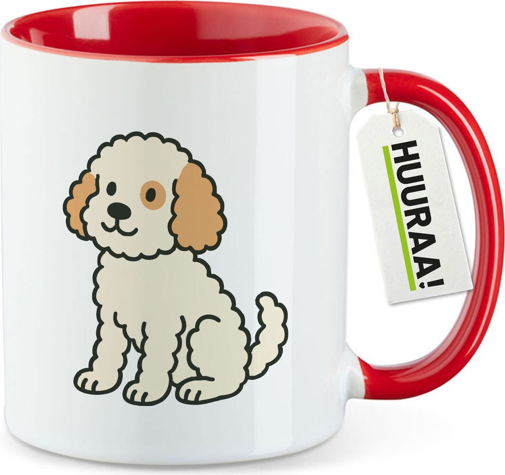 Huuraa Kaffeetasse Cavapoo Comic Caviepoo 330ml Rot Keramik Kaffeebecher Geschenkidee