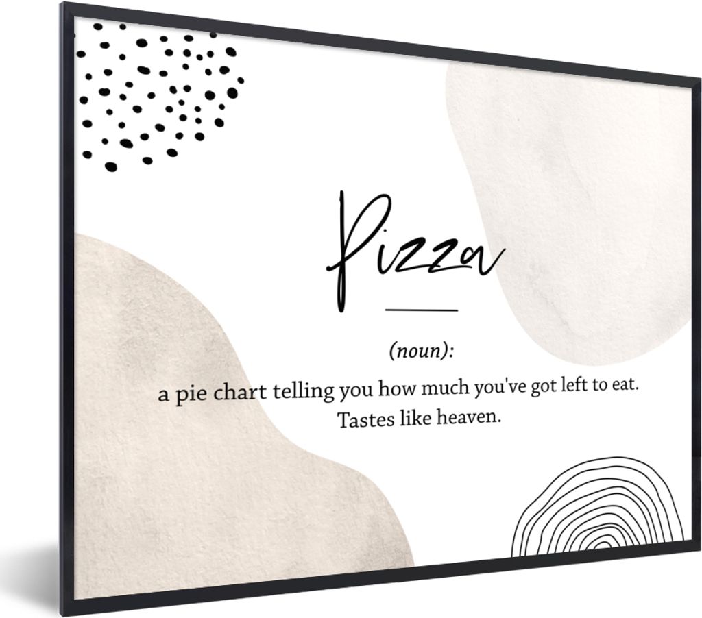 MuchoWow Gerahmtes Poster Wörterbuch - Zitate - Pizza - Sprichwörter - Pizza Definition 80x60 cm - Poster mit Schwarzem Bilderrahmen Wandposter...