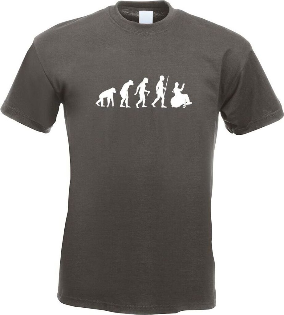 Kiwistar - T-Shirt - Graphit - Rollstuhl Behindert Evolution Motiv Bedruckt Funshirt Design Print - mit Motiv Bedruckt - Funshirt Design - Sport - ...