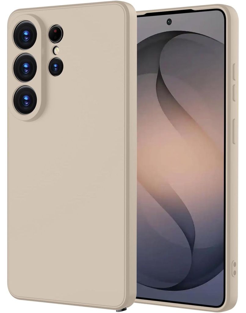 Hülle für Samsung Galaxy S26 Ultra, Slim Liquid Silikon Gel Gummi Stoßfest Schutzhülle Beige