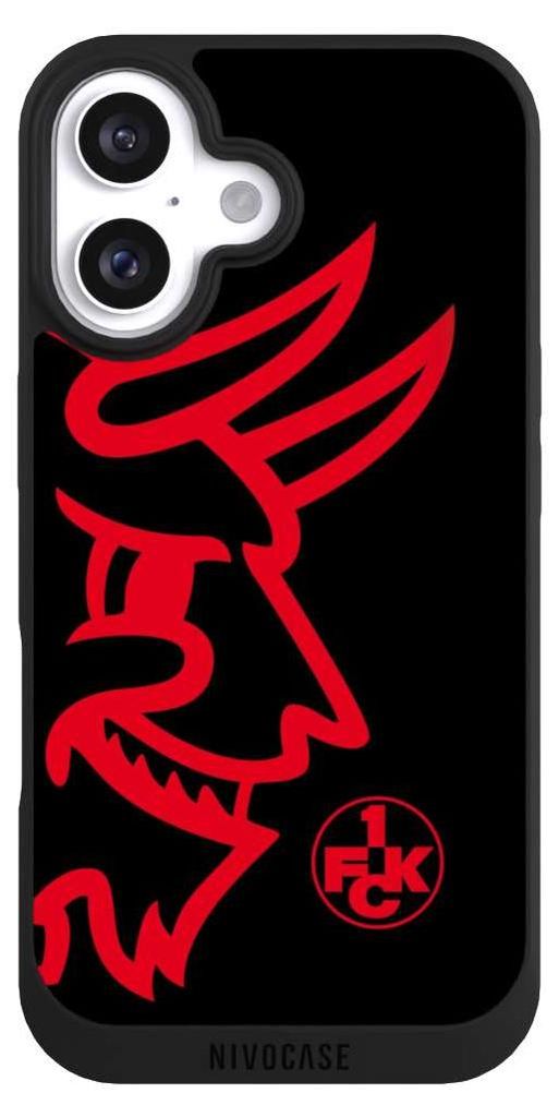 NIVOCASE Handyhülle für Apple iPhone 16 Hülle NIVOpure Case Schwarz 1. FC Kaiserslautern Logo Offizielles Lizenzprodukt