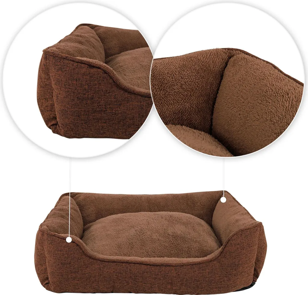 Divano per Cani Lionto 75x60 cm - Letto Sfoderabile e Antiscivolo Marrone - 4
