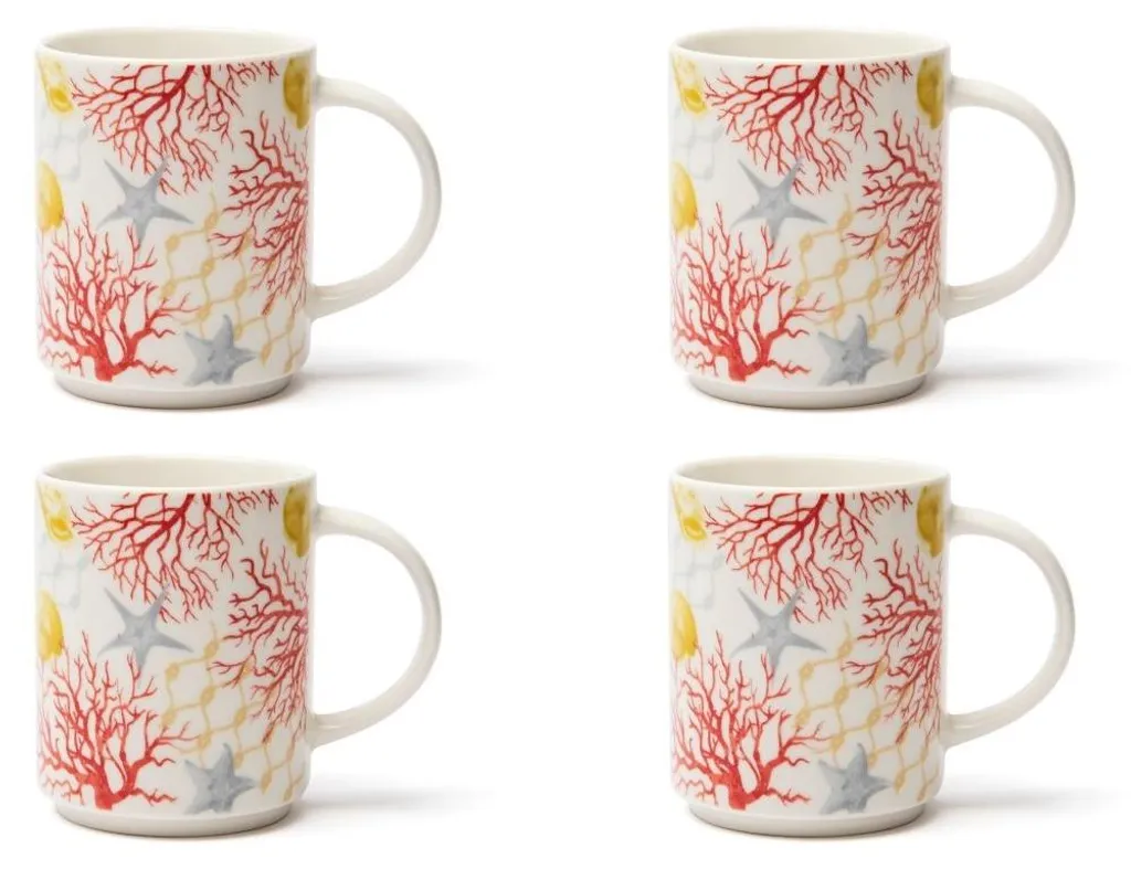 Set 4 Tazze Excelsa Corallo Porcellana 30cl Bunt | Offerta Casa e Cucina