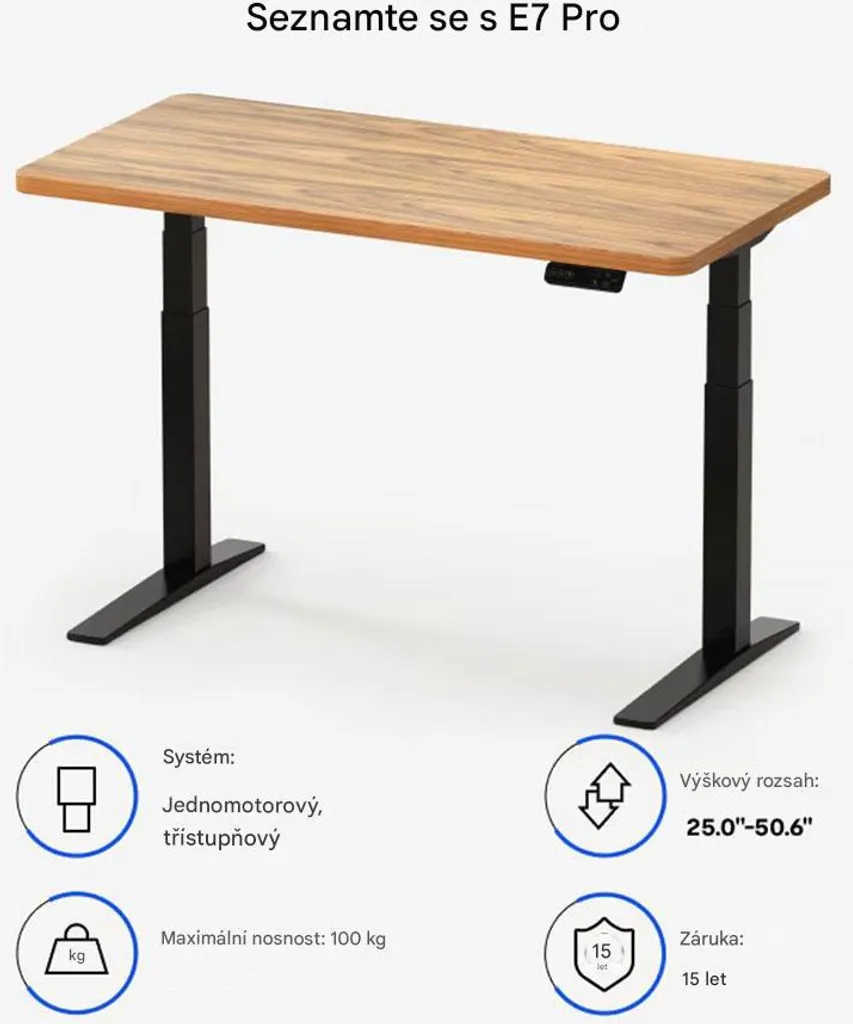 Bureau assis debout E7B-Pro-EUV3 Premium Noir - Cadre motorisé robuste