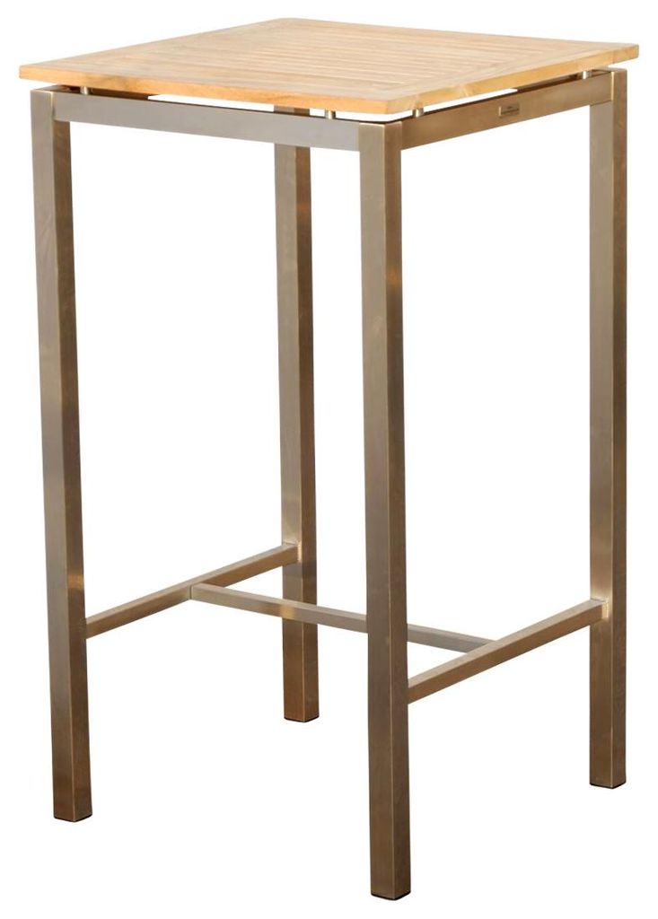ALEOS. Edelstahl Teak Bartisch 60x60 cm Holztisch Stehtisch Produktbild 