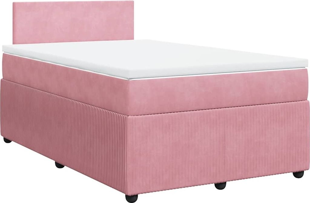 vidaXL Boxspringbett mit Matratze Rosa 120x190 cm Samt