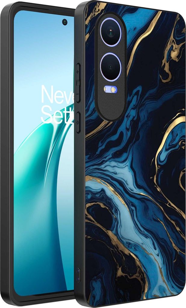 Smartphonica Telefon Fall geeignet für OnePlus Nord CE 4 Lite mit Marmor Druck - TPU zurück Abdeckung Fall Gold blau Marmor Design - Gold Blau