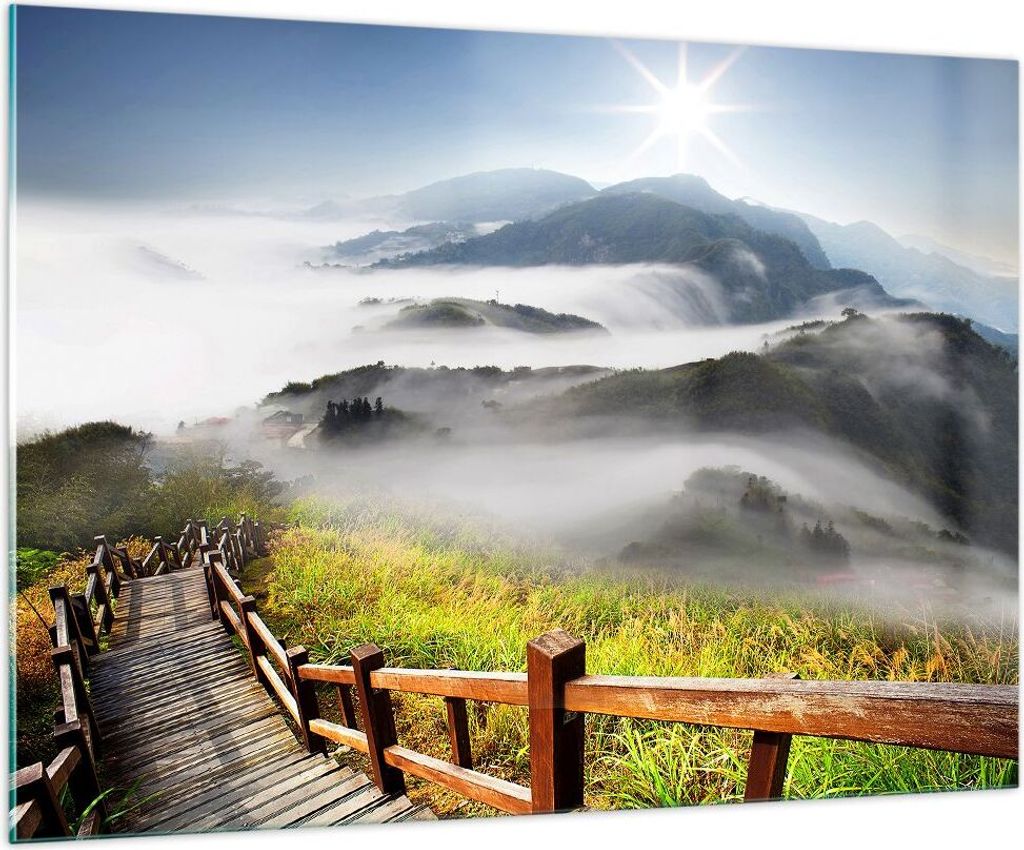 Bilder auf glas - Asien schönheit berg landschaft - 100x70cm - Glasbilder - Wandbilder - Kunstdruck - zum Aufhängen bereit - Wanddekoration aus G...