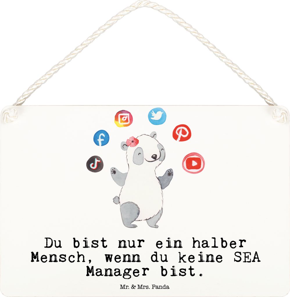 Mr. & Mrs. Panda holzbild SEA Manager Herz DIN A6 - Weiß - Produktbild 