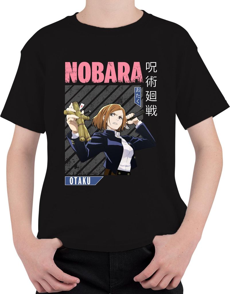 Nobara Kugisaki Jujutsu Kaisen Anime Nagelpuppe Hammer Otaku Uni Kinder T-Shirt, Schwarz, 140