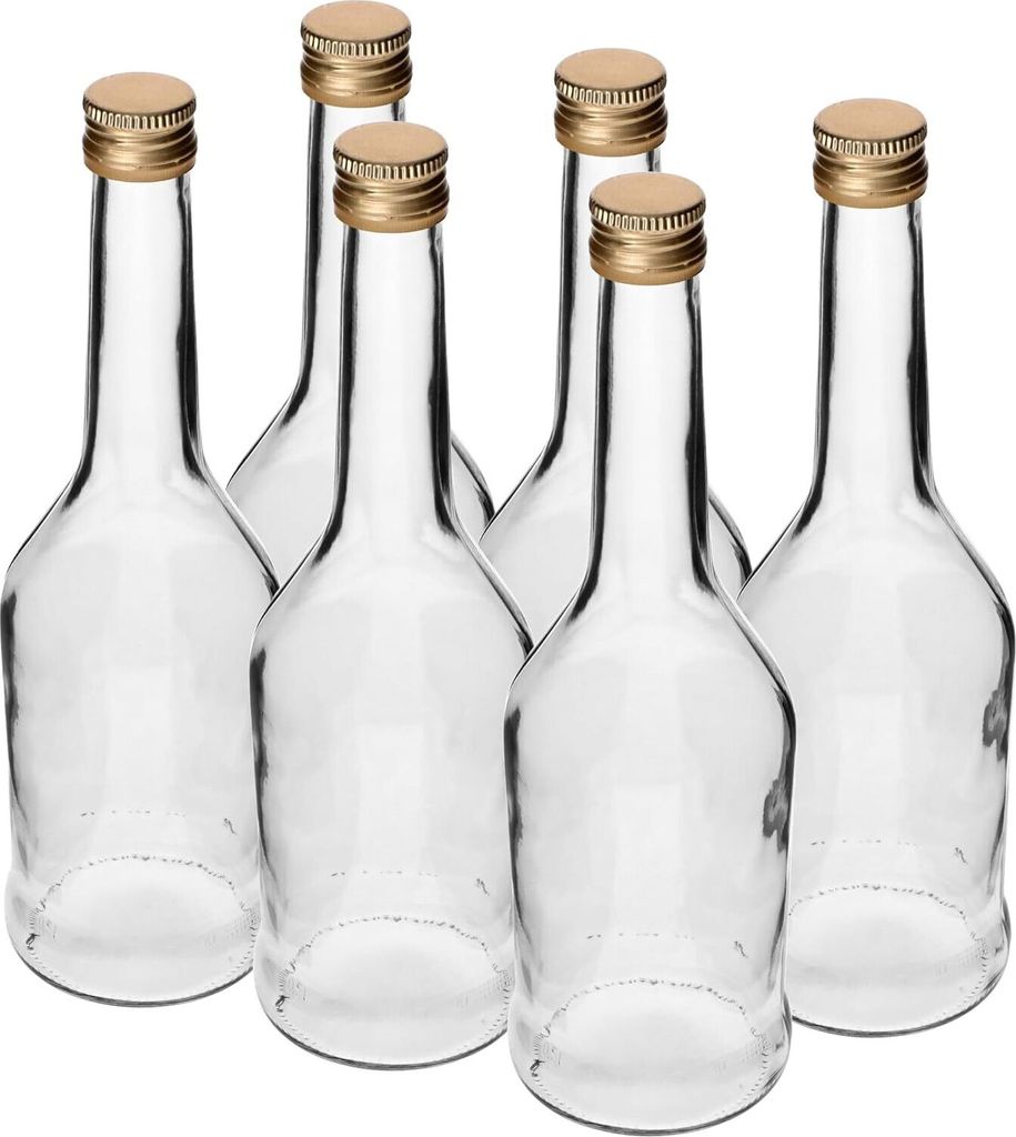 6 x 500ml Flasche Napoleon fi 28-Schraubverschluss Likörflaschen Karaffe Essig-Öl Flaschen Schnapsflaschen
