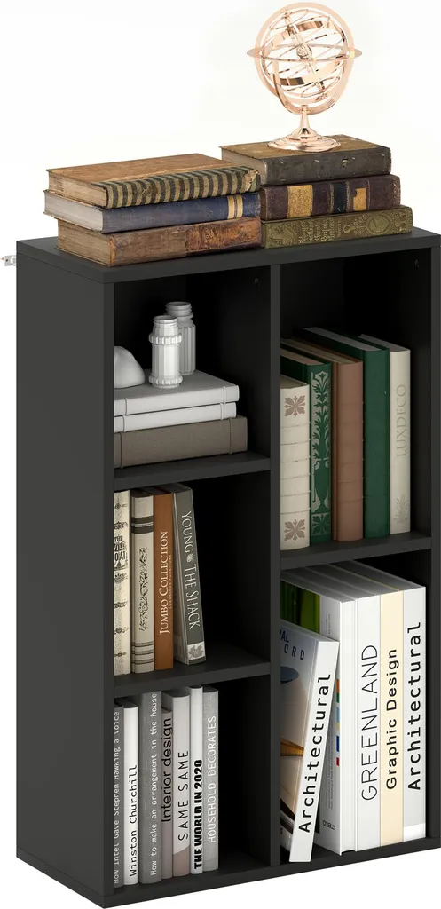 Étagère de Rangement 5 Compartiments en Bois Noir Format Compact