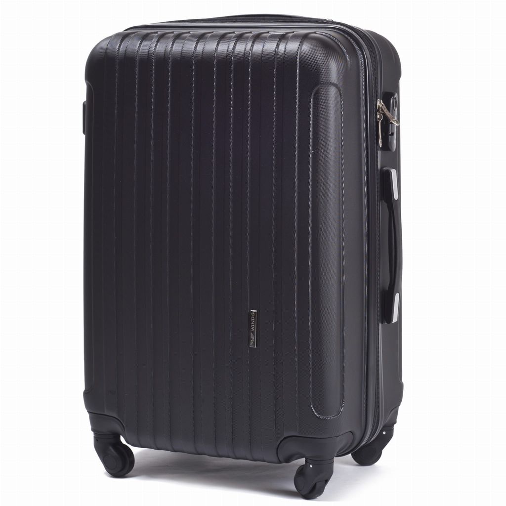WINGS FLAMINGO Erweiterbarer Reisekoffer Mittelgroß 24" Schwarz – ABS+ Material, 360° Drehrollen, Teleskopgriff, 63-73 L Volumen