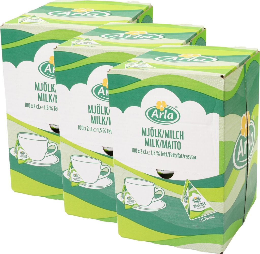 Arla Milch Portionen 1,5% Fett 100x2cl Kaffeemilch (3er Produktbild 