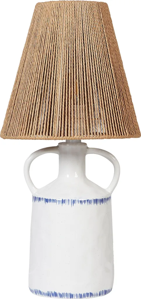 Lampe de table blanc en céramique Beliani 51 cm avec abat-jour tambour
