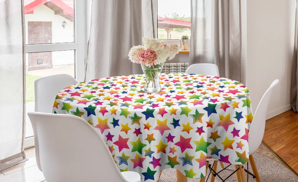 Tovaglia Rotonda 150 cm Grunge Stars ABAKUHAUS - Colori Shock per Cucina
