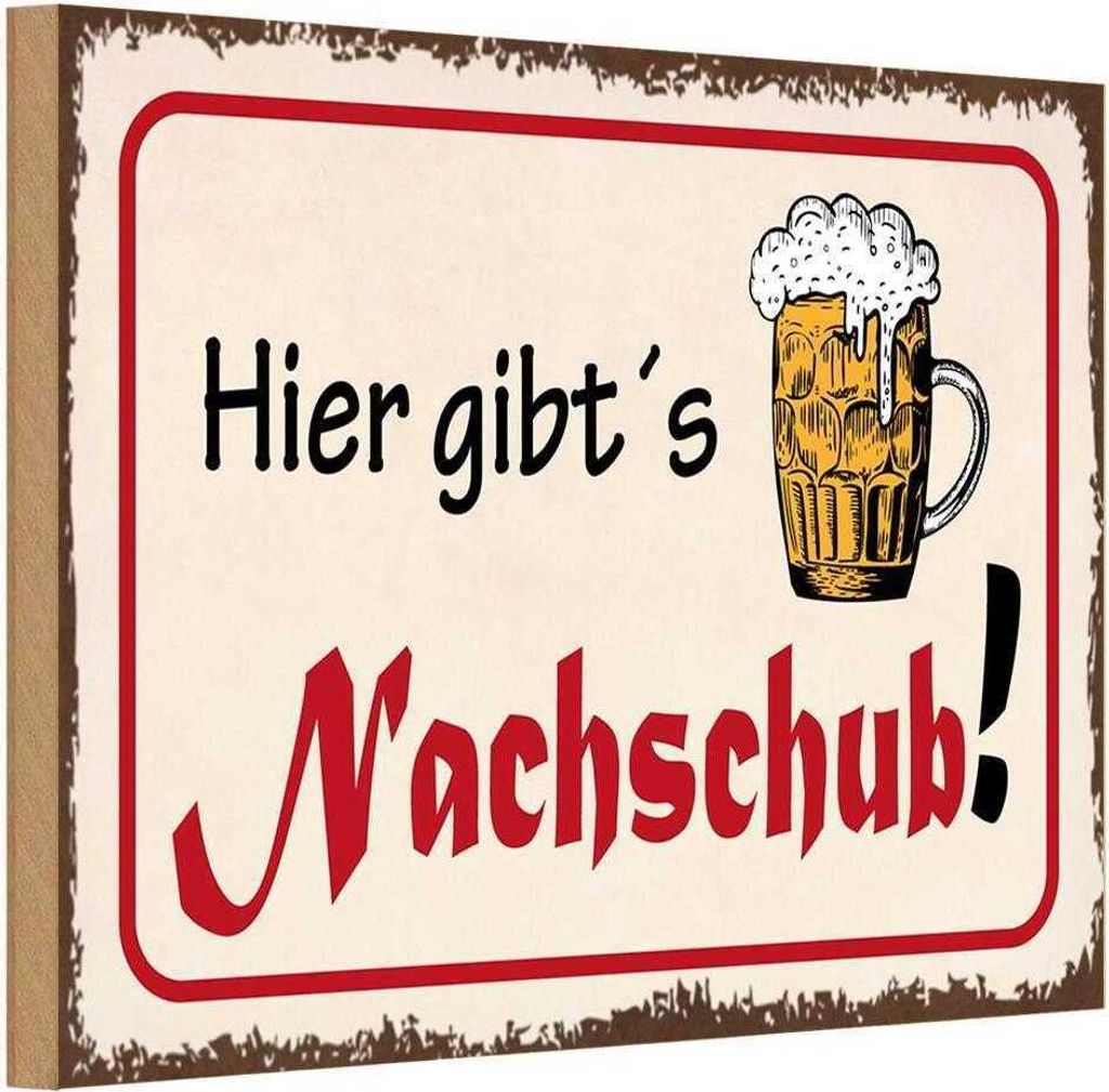 vianmo Holzschild 20x30 cm Bier hier gibt´s Nachschub Essen Produktbild 