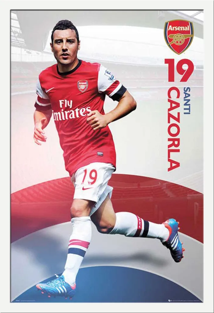 Poster Arsenal Cazorla 12/13 Incorniciato Shinsuke Maxi MDF Bianco