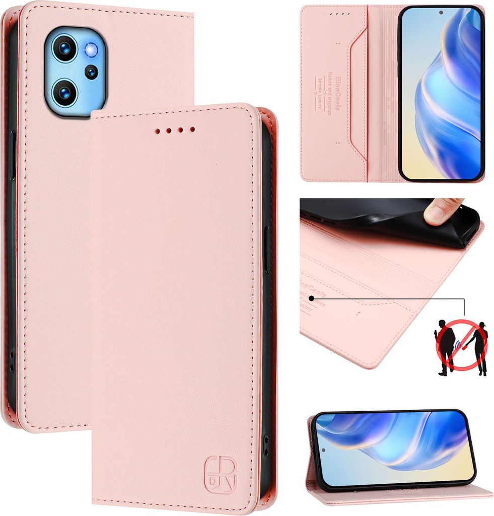 Lederhülle für UMIDIGI Power 7 Max Hülle Flip Brieftasche Kartenfächern Ständer Schutzhülle Pink