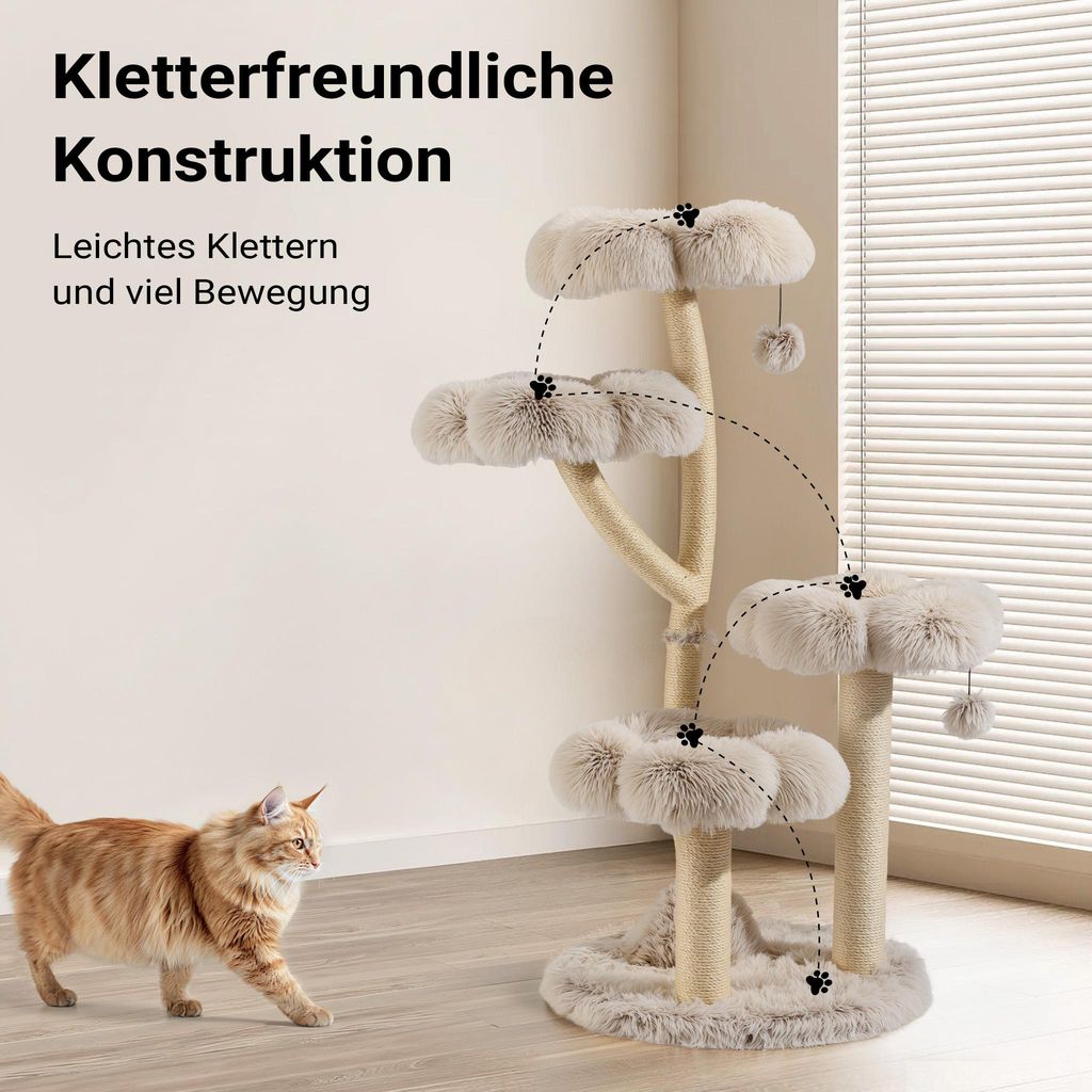Maxxpro Kratzbaum 165 Cm Mit Kratztonne  Fr Groe & Kleine Katzen, Sisal  Braun