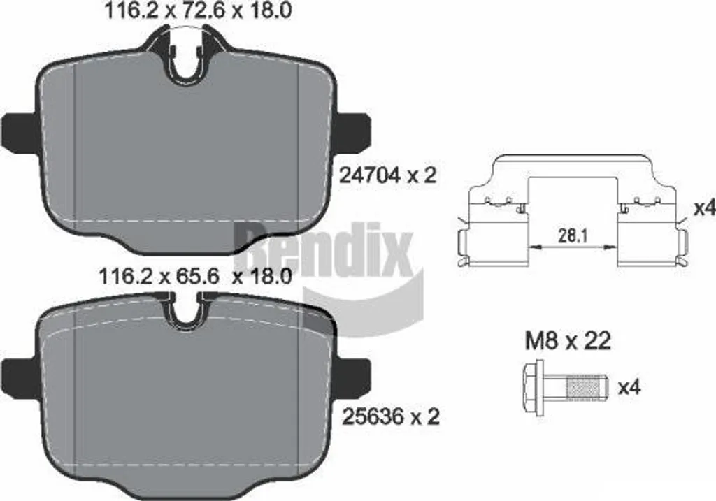 Kit freinage arrière BMW X3 X4 G01 G02 plaquettes BENDIX BPD1585 homologuées OE