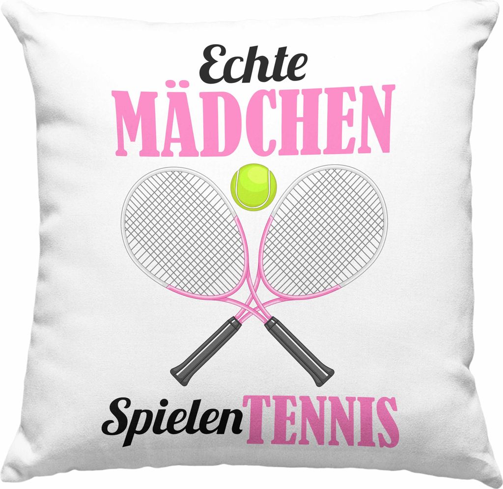 Trendation - Tennis Mädchen Frauen Geschenk Trainer Coach Tennisspielerin Geschenkidee Deko-Kissen mit Füllung 40x40 (Grün)
