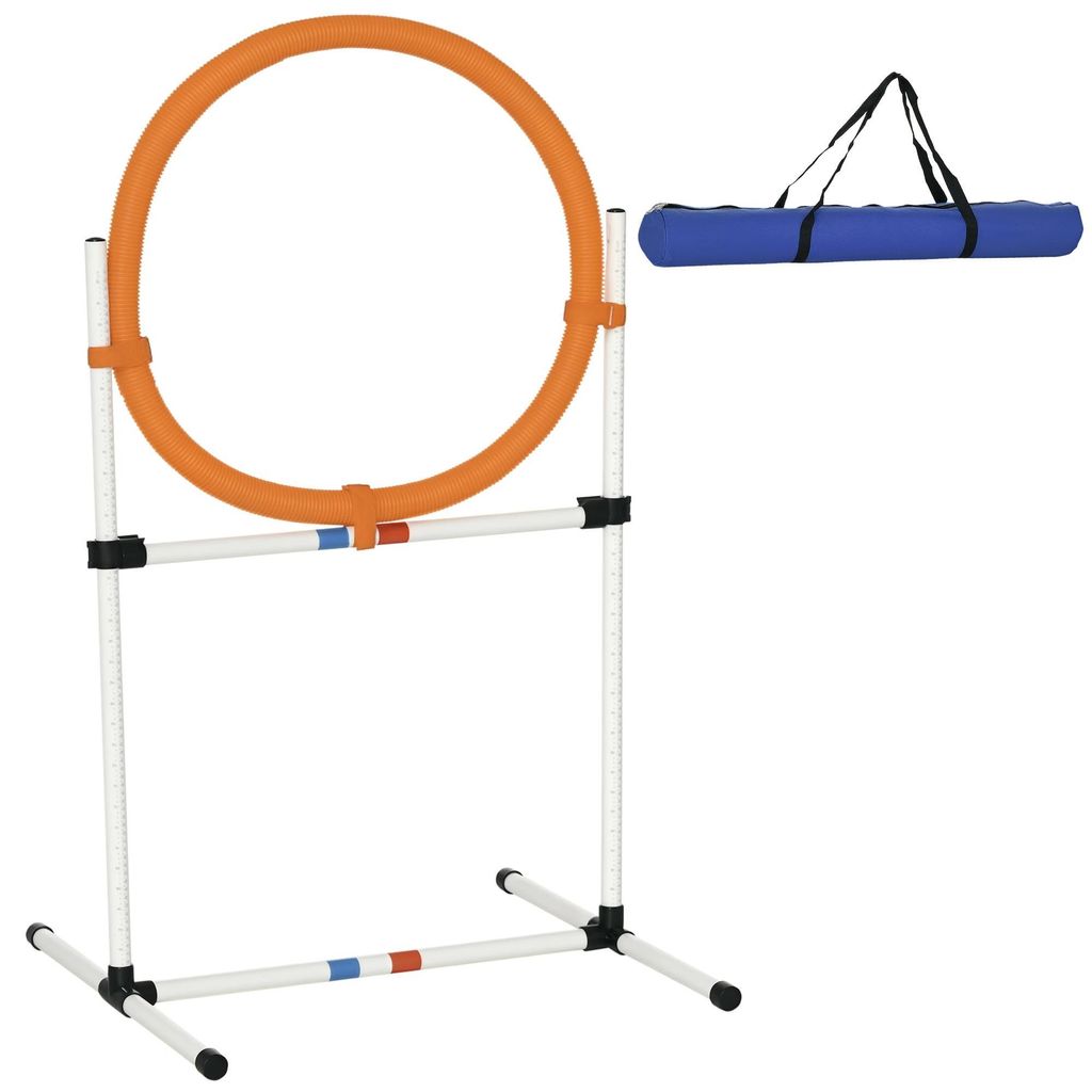 Hunde Agility Set - Sprungring Trainingshindernis - Agilityausrüstung für Hunde - Tragbar aus Kunststoff - 74,5x66x91 cm - Weiß Orange