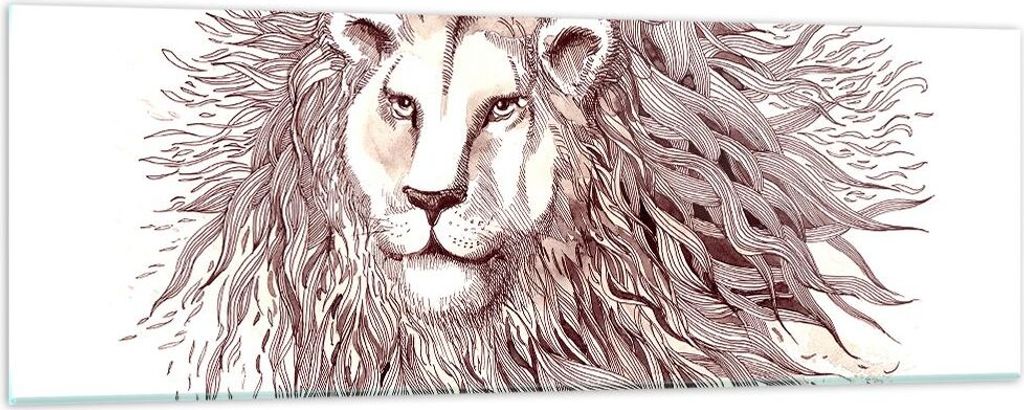 Bilder auf glas - Löwe König Tierwelt Pelz - 90x30cm - Glasbilder - Wandbilder - Kunstdruck - zum Aufhängen bereit - Wanddekoration aus Glas - G...