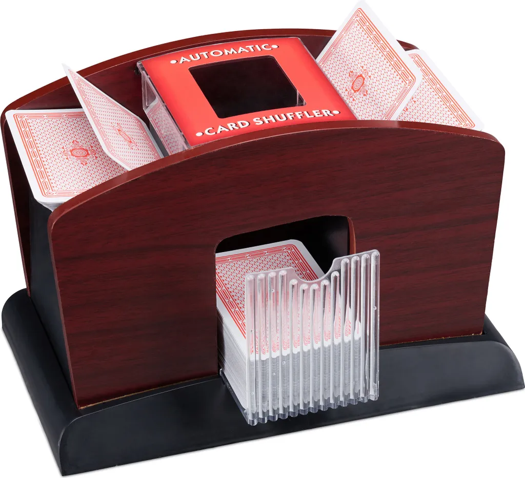 Machine à mélanger les cartes électrique bois naturel pour 4 paquets