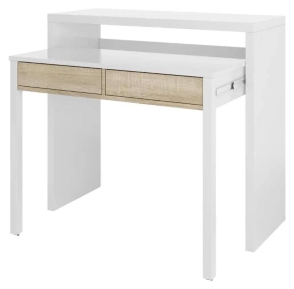 Console de bureau extensible avec tiroirs pour gain de place L100cm