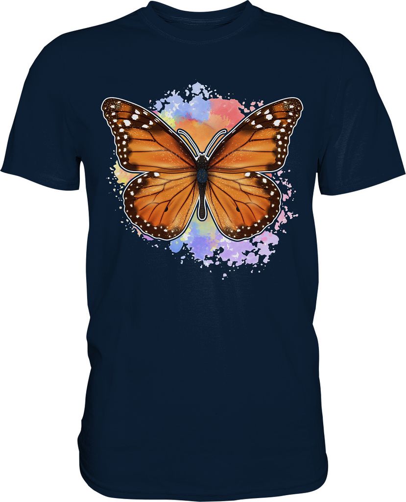 Bunter Schmetterling Monarchfalter T-Shirt – Navy / L Produktbild 