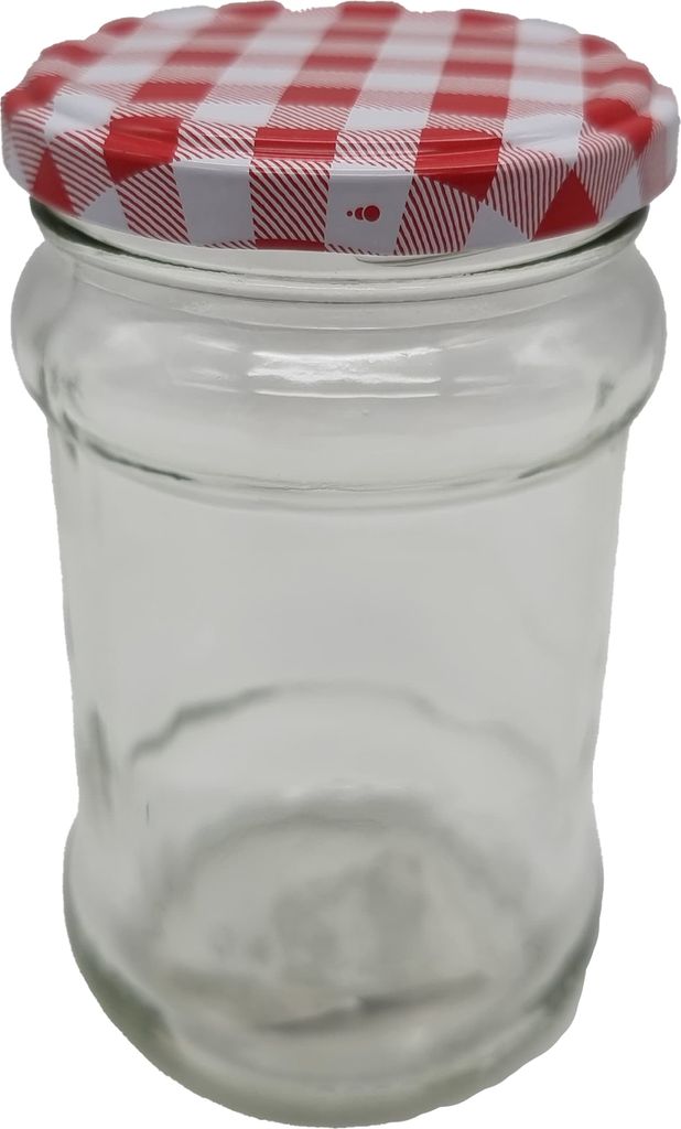 Einmachglas 315 ml mit kariertem Deckel, 24 Stk.