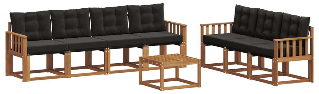 vidaXL Outdoor-Sofagarnitur mit Kissen 8 pcs Natürlich und Schwarz