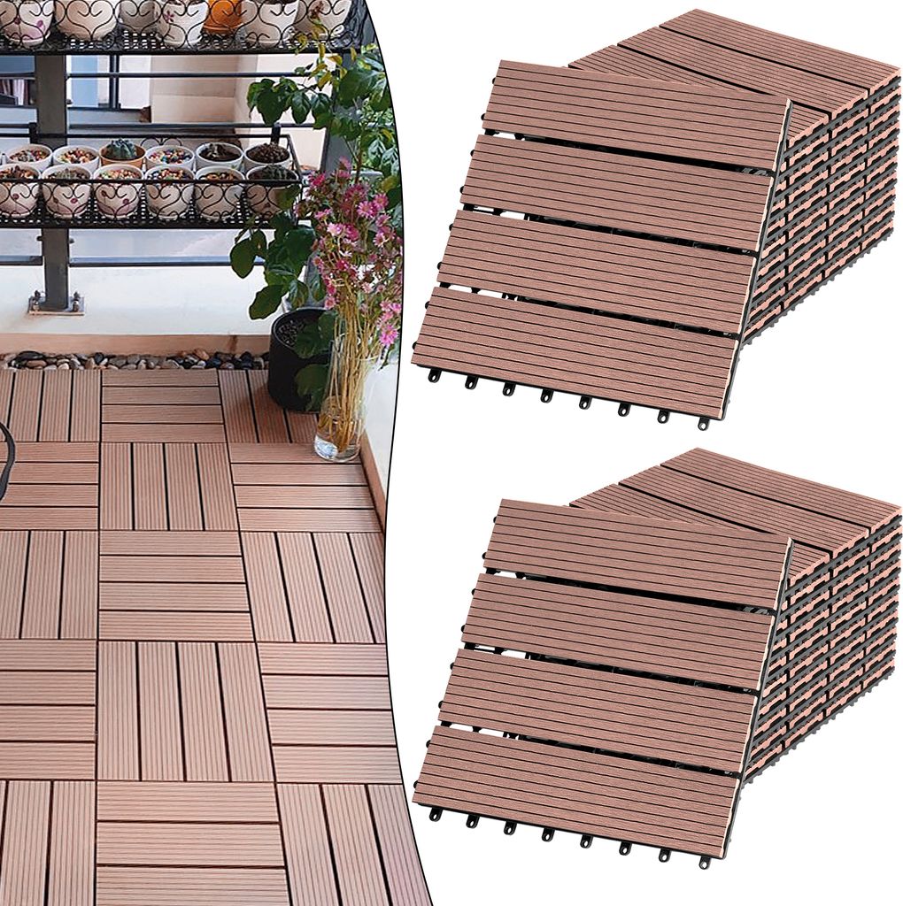 LARS360 22 kusů WPC dlaždic, 2m2 30x30cm terasové dlaždice Obrázek produktu 