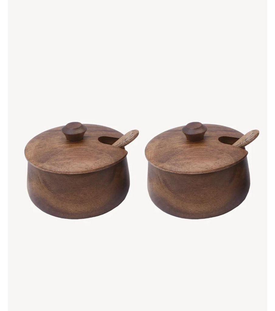 Akazie Lumo Gewürzdosen Set aus Akazienholz 4-teilig mit Deckel & Löffel