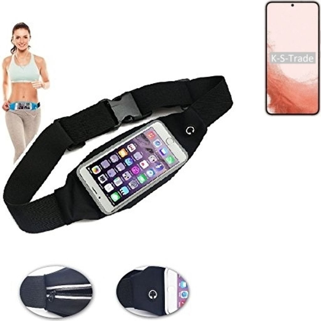 K-S-Trade Jogging-Armband kompatibel mit Samsung Galaxy S22 Exynos Gürteltasche Umhängetasche Bauchtasche schwarz Sport Running Jogging Fitness