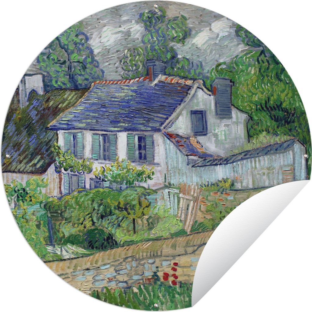 MuchoWow Gartenposter Outdoor-Poster Rund Haus in Auvers - Vincent van Gogh Ø 60 cm Gartendeko Rundes Poster draußen