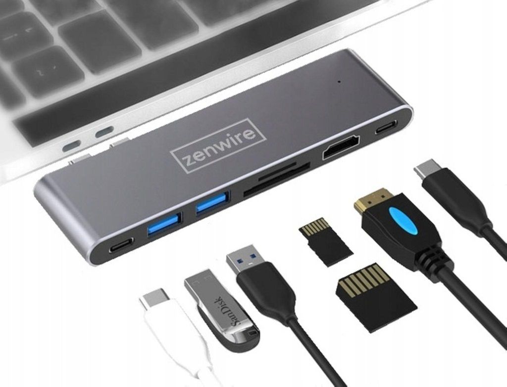 Adapter - 7-in-1 USB-C Hub - HDMI 4K - USB 3.0 - SD TF - Power Delivery - Aluminium