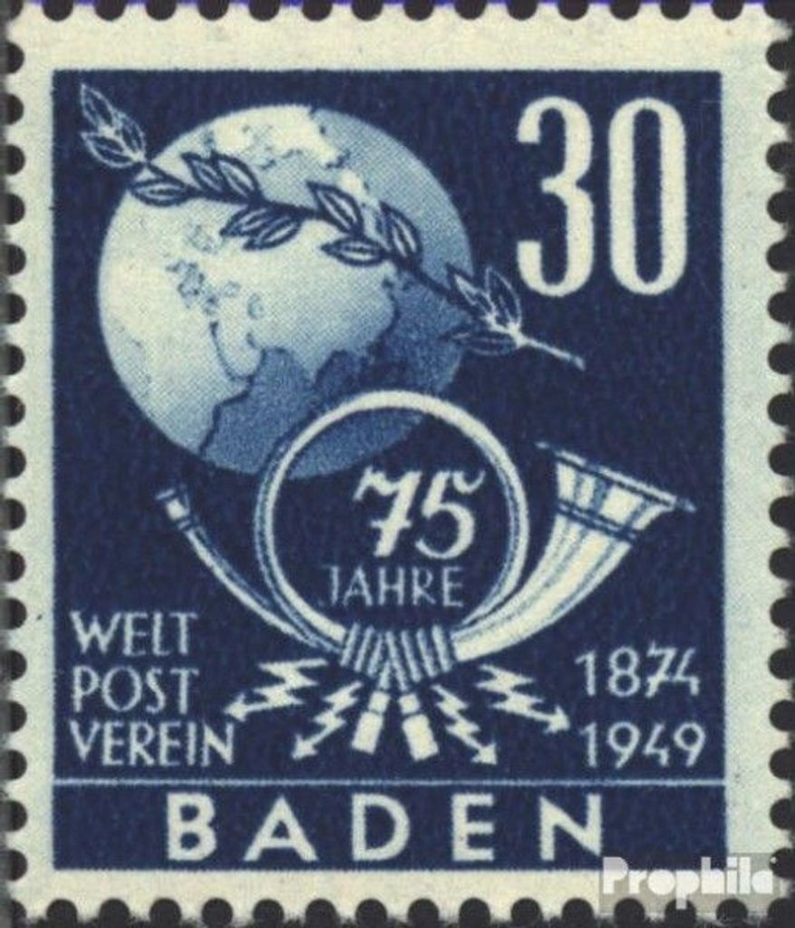 Briefmarken Franz. Zone-Baden 1949 Mi 57 mit Falz Weltpostverein