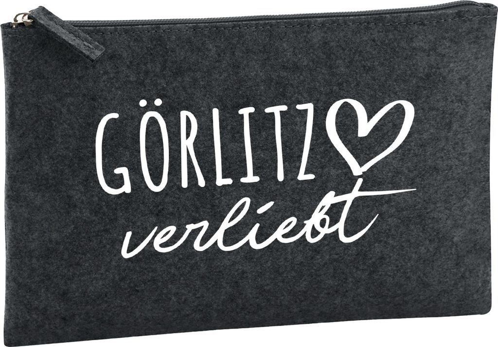 Huuraa Kulturbeutel Görlitz verliebt 1 Liter Charcoal Filz Kosmetiktasche Geschenkidee