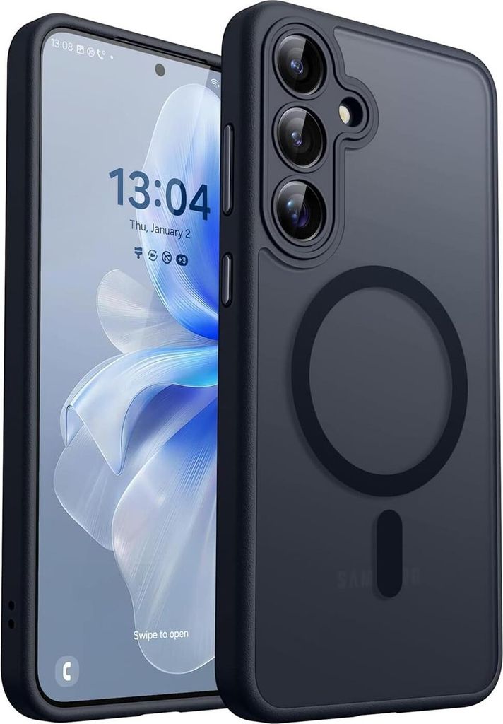 Conie Zoya Magsafe Schutzhülle für Samsung Galaxy S25 Plus Hybrid Hard Silikon Case Magnet Cover Hülle mit Kamera Schutz in Schwarz