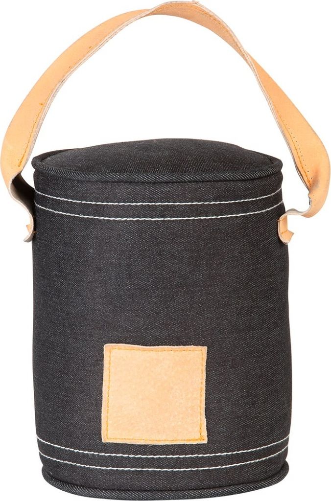 Esschert Design Türstopper Anthrazit mit Griff - Denim & Leder
