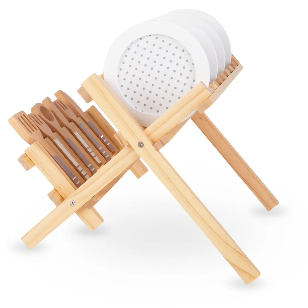 Set de cuisine d'imitation en bois avec égouttoir pour apprentissage ludique - 8