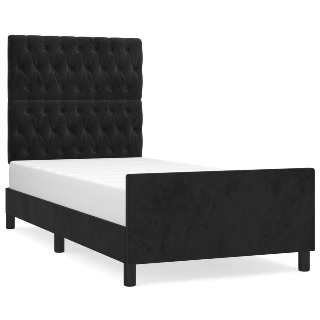 vidaXL Bettgestell mit Kopfteil Schwarz 90x200 cm Samt