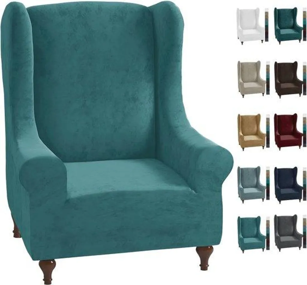 Housses Accoudoirs Bleu Paon en Tissu Extensible - Confort et Design