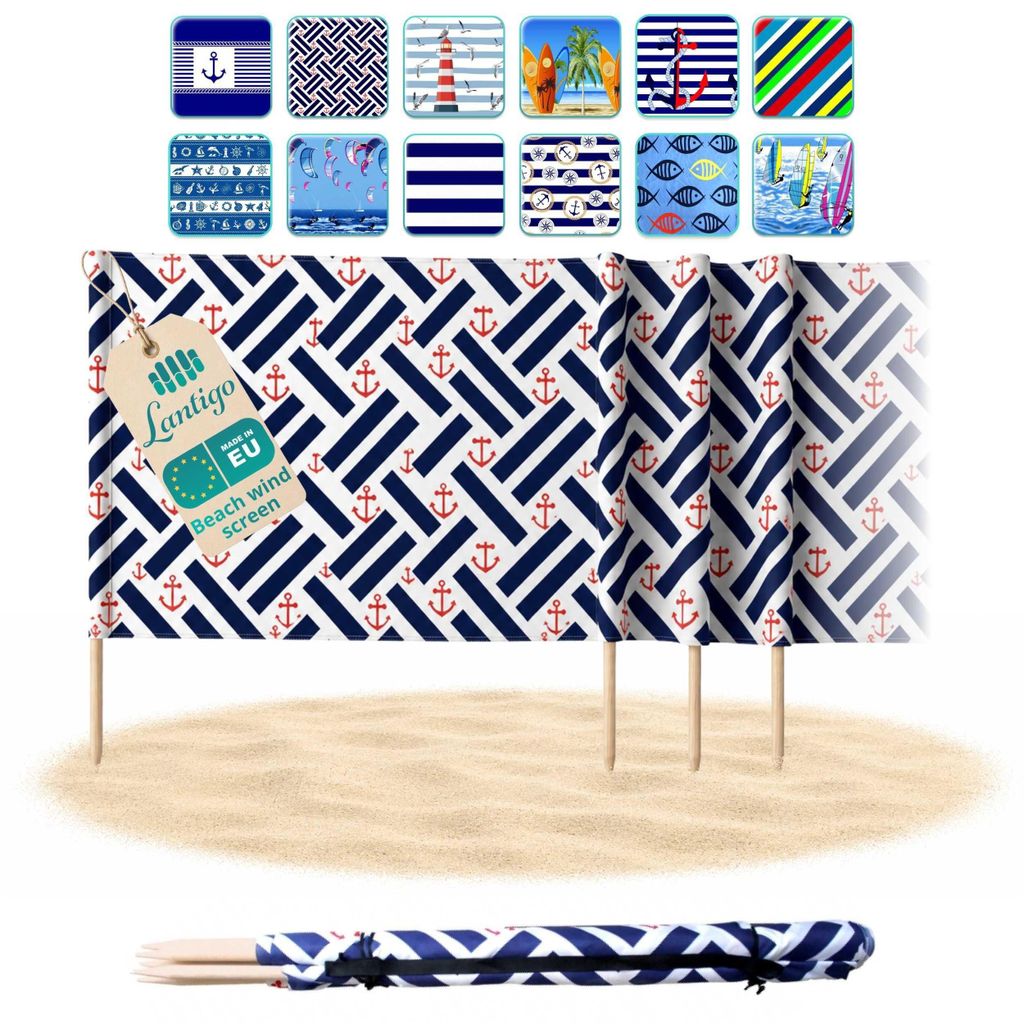Lantigo Paravent de Plage Ancre 10 m Brise-vent pour Image du produit 