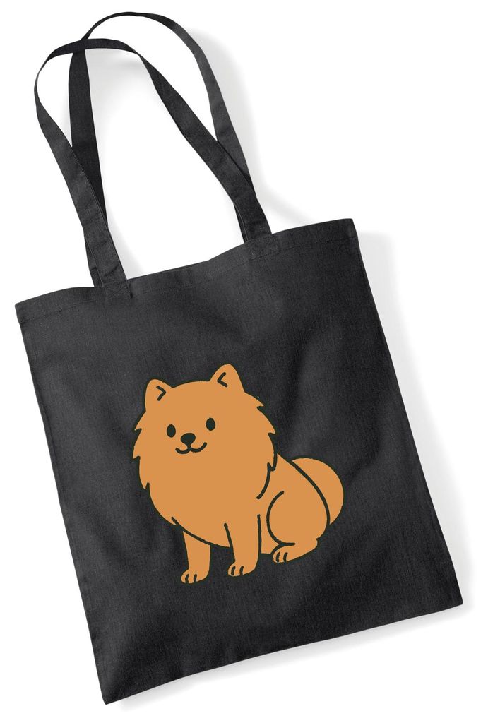 Huuraa Jutebeutel Zwergspitz Comic Pomeranian 10 Liter Black Baumwolle Tasche Geschenkidee