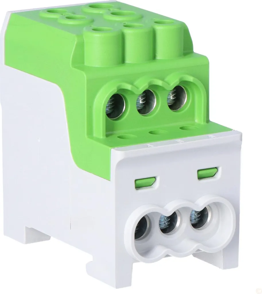 Bloc de distribution Al/Cu 200A SIMBLOCK 80030 avec boîtier vert IP20